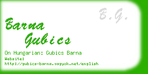 barna gubics business card